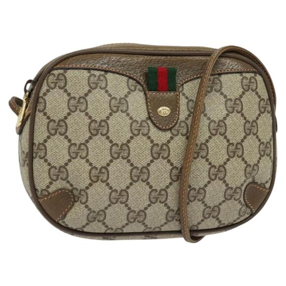GUCCI GG Supreme Web Sherry Line Shoulder Bag Pvc Beige Gold 8902 066 - Picture 1 of 16